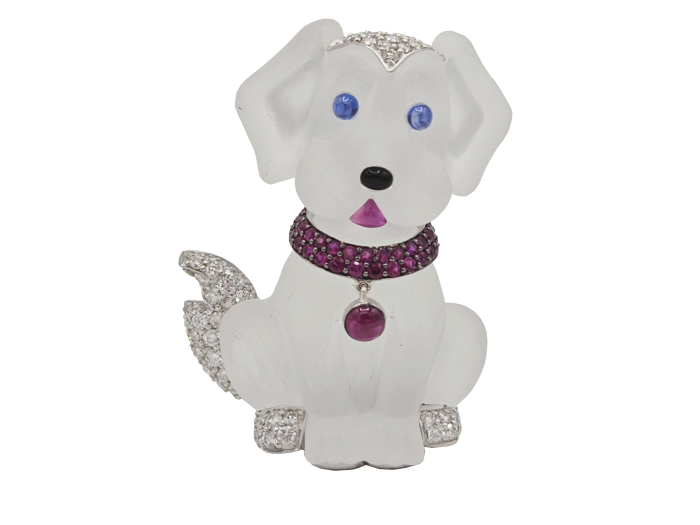 Michele Della Valle Rock Crysta, Gemset & Diamond Dog Clip Brooch